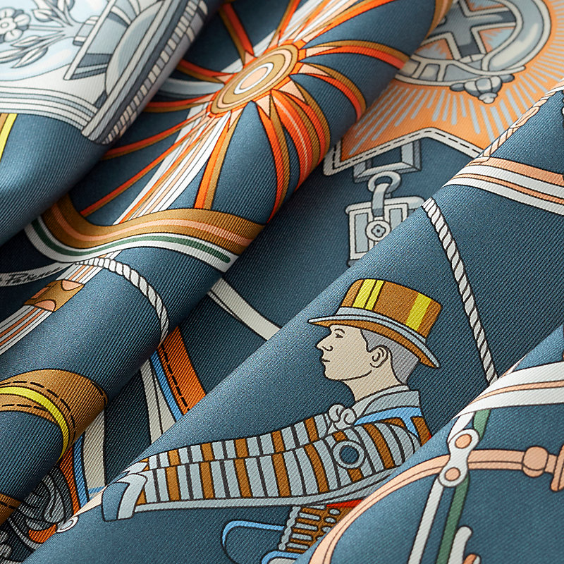 カレ 90 《ステイトリー・ホイールズ》 - ブルー | Hermès - エルメス